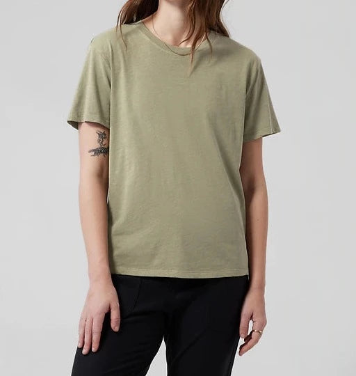 ATHLETA Organic Daily Crew Tee, Shadow Olive NEW XS-Petite A4