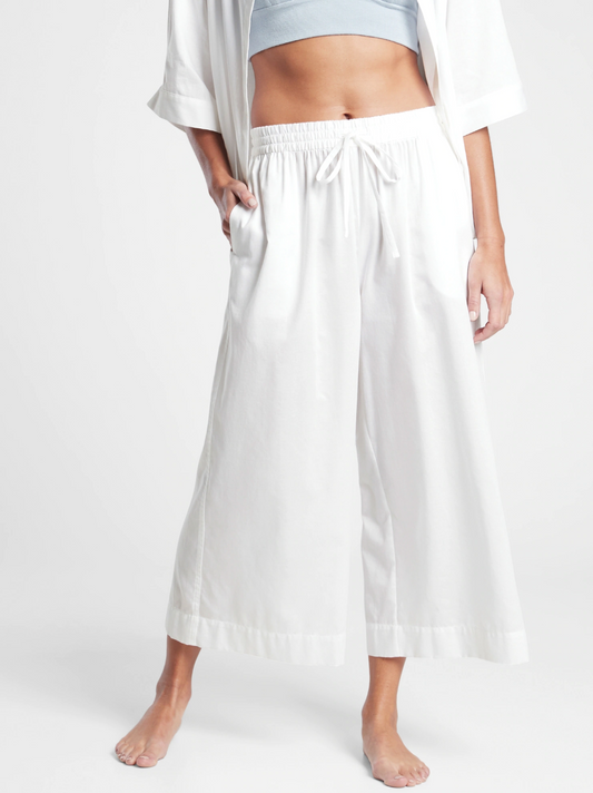 ATHLETA Cotton Dreams Sleep Culotte, White Medium NEW! A11