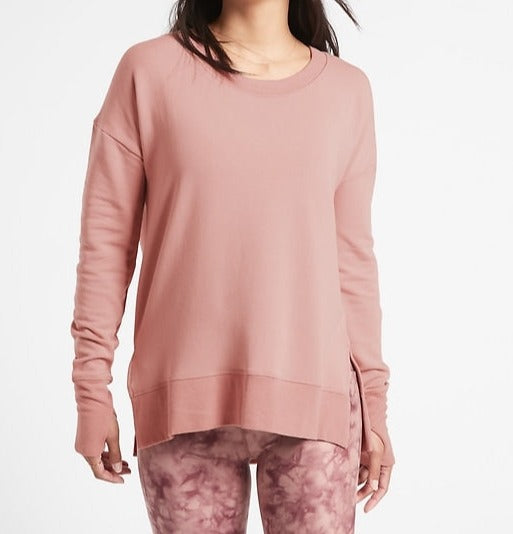 ATHLETA Coaster Luxe Sweatshirt, Pink, Large New! B11