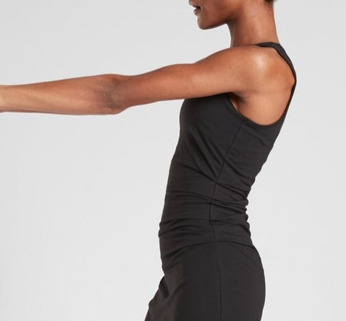 ATHLETA Fitted Tank Tee Dress, Black, XS-Petite New! B12
