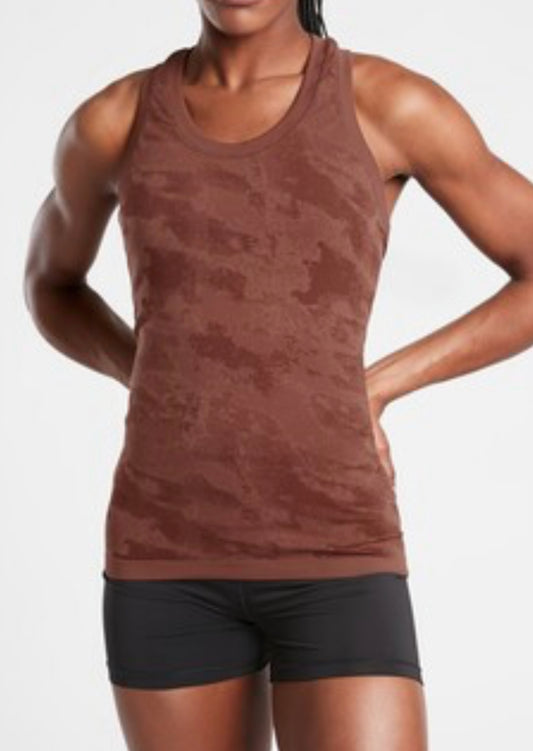 ATHLETA Momentum Tank Brown Camo, XL NEW! (A2)