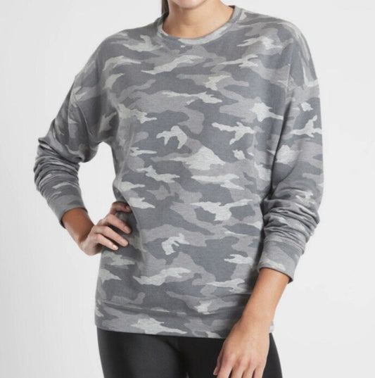 ATHLETA Studio To Street Sweatshirt, Grey Camo