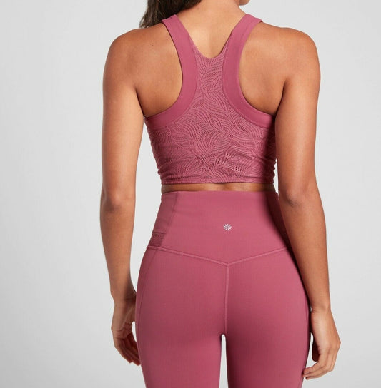 ATHLETA Conscious Lace Crop D-DD, Victorian Berry