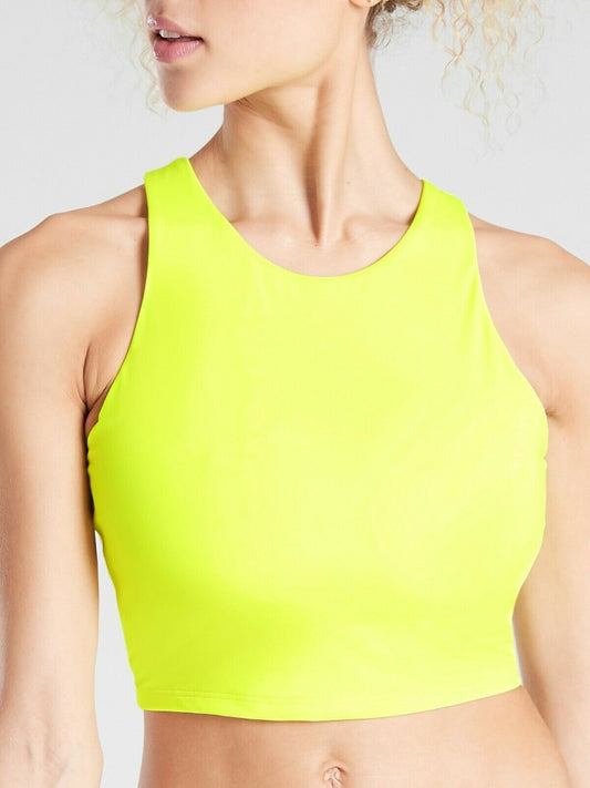 ATHLETA Conscious Crop A-C Bikini Top, Highlighter Yellow